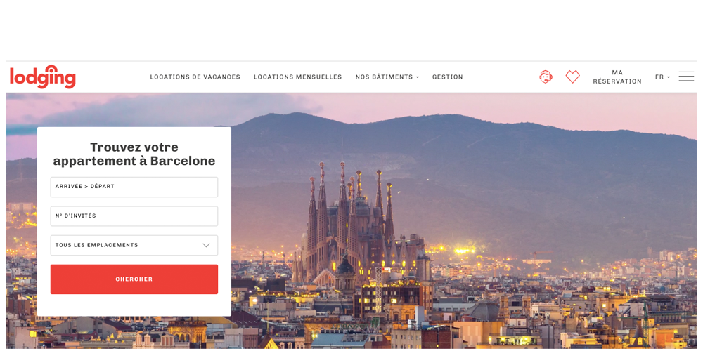 alquiler de pisos vacacionales en Barcelona, página web en francés